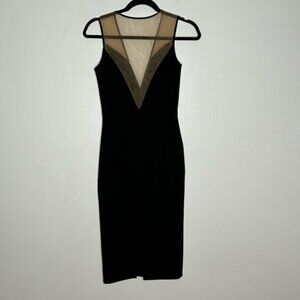 Dress The Population Black Sheer Nude Panel Bodycon Dress